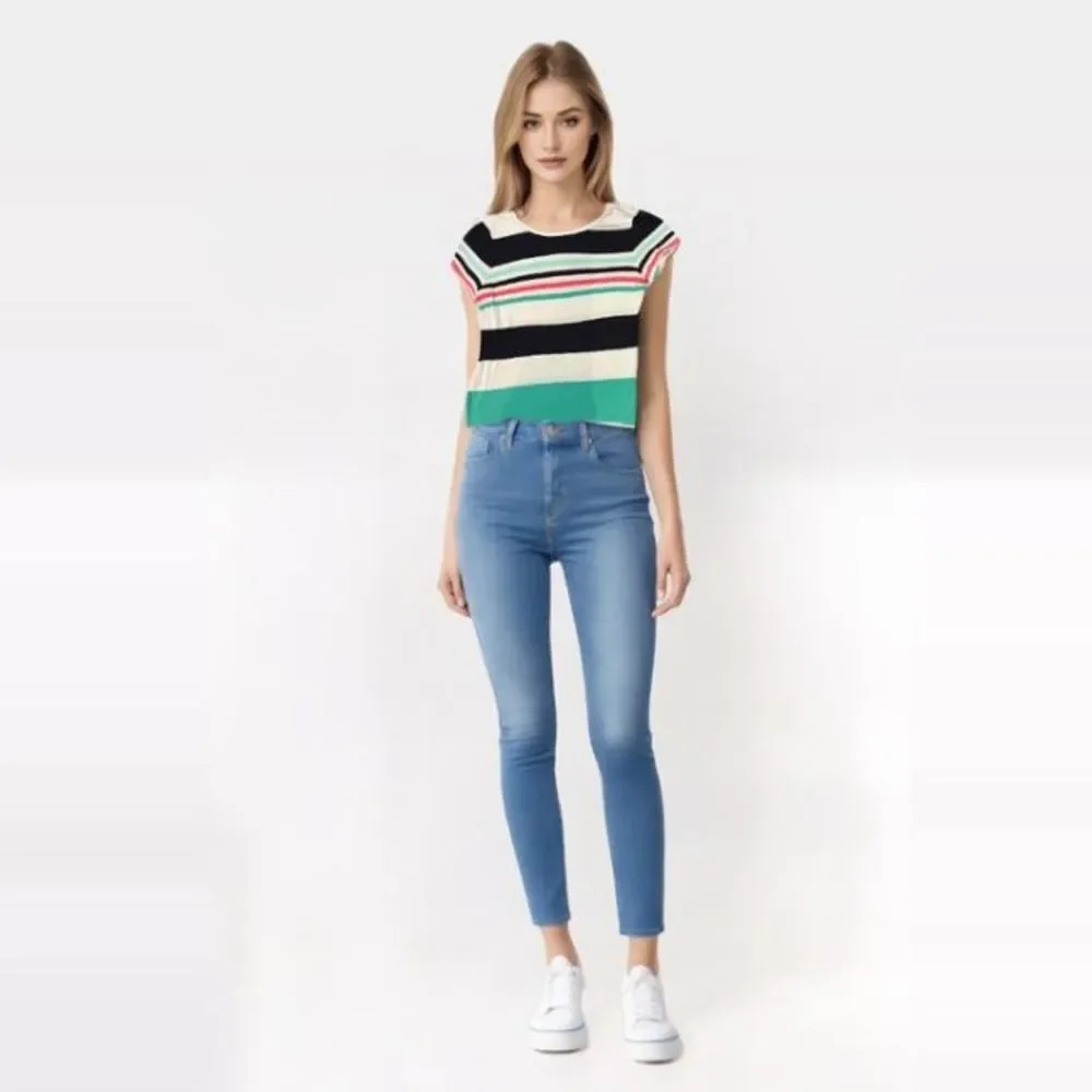 Crown And Ivy Short Sleeves Crew Neck Striped Pattern‎ T-Shirt Size XL
